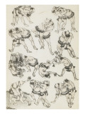 Manga, volume 3 : les lutteurs Lámina giclée por Katsushika Hokusai