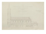 Eglise paroissiale à Napoléonville (Pontivy, Morbihan) : coupe longitudinale Giclée-Druck von Marcellin Varcollier