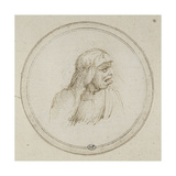 Vieille femme coiffée d'un voile reproduction procédé giclée par Leonardo da Vinci 