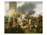 Le comte Eudes défend Paris contre les Normands en 886 reproduction procédé giclée par Jean Victor Schnetz