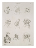 Neuf têtes reproduction procédé giclée par Leonardo da Vinci 