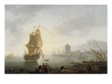 Marine, le midi, pêcheurs tirant un filet Giclée-Druck von Claude-Joseph Vernet