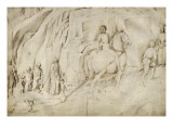 Paysage montagneux avec un cerf ; Martyre de saint Isidore reproduction procédé giclée par Jacopo Bellini