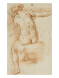 Femme nue assise de dos bras droit étendu reproduction procédé giclée par Francesco Furini