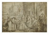 Les Parents pauvres à la porte de leurs riches enfants Reproduction procédé giclée par David Vinckboons