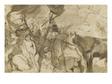 Figures nues et vaches reproduction procédé giclée par Jacob Jordaens
