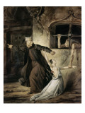 Notre Dame de Paris. La Sachette défendant la Esmeralda (livre XI, ch.I) reproduction procédé giclée par Louis Boulanger