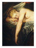 Nymph and Satyr Sometimes Called Jupiter and Antiope Giclee Print by Jean Antoine Watteau
