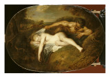 Nymph and Satyr Sometimes Called Jupiter and Antiope Giclee Print by Jean Antoine Watteau