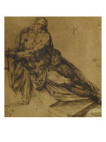 Homme nu, pieds et mains liés, étendu sur un tombeau reproduction procédé giclée par Toussaint Dubreuil