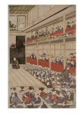 Vue perspective du théâtre Namakuraza Reproduction procédé giclée par Utagawa Toyokuni
