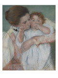 Mother and Child on a Green Background or Maternity Reproduction procédé giclée par Mary Cassatt