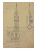 Eglise paroissiale à Napoléonville (Pontivy, Morbihan) : façade principale, élévation Giclee Print by Marcellin Varcollier