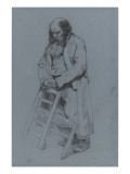 Vieillard debout priant reproduction procédé giclée par Nicolas Toussaint Charlet