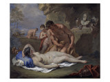 Nymphe allongée et satyres Giclée-tryk af Sebastiano Ricci