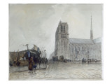 Notre Dame vue du Pont au Double reproduction procédé giclée par Frank Myers Boggs
