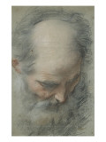 Old Bald Head and Bearded, Nearly Face, Looking Down Giclee Print by Federico Barocci