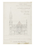 Eglise paroissiale à Napoléonville (Pontivy, Morbihan) : façade principale et coupe transversale Giclée-Druck von Marcellin Varcollier
