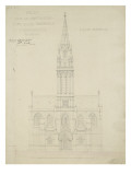 Eglise paroissiale à Napoléonville (Pontivy, Morbihan) : façade principale, élévation Giclee Print by Marcellin Varcollier