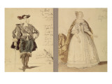 Maquette de costumes pour Ruy Blas. Ruy Blas (2° acte) et la reine (1ere acte). Giclee Print by Louis Boulanger