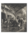 La partie de tric-trac (d'après Van Ostade) Giclée-Druck von Johannes Visscher