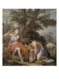 Mercury Playing the Flute to Lull the Shepherd Argus Giclee Print by René Antoine Houasse
