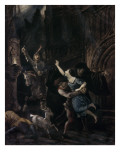 Notre Dame de Paris. L'enlèvement de la Esmeralda (livre II, ch.IV) reproduction procédé giclée par Louis Boulanger