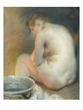 Femme nue se chauffant reproduction procédé giclée par Albert Besnard