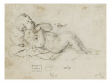 Enfant nu couché sur le dos sur une draperie reproduction procédé giclée par Hans von Aachen