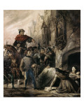 Notre Dame de Paris. La Sachette, Esmeralda et Cl. Frolo (livre XI, ch. I) reproduction procédé giclée par Louis Boulanger