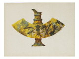 Modèle de vase en faïence en forme de buire à décor de cigales et d'herbages reproduction procédé giclée par Emile Gallé