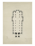 Eglise paroissiale à Napoléonville (Pontivy, Morbihan) : plan du rez-de-chaussée Giclee Print by Marcellin Varcollier