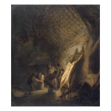 L'abattage du porc Giclée-Druck von Adrien Van Ostade
