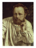 Pierre-Joseph Proudhon et ses enfants en 1853 reproduction procédé giclée par Gustave Courbet