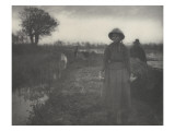 Poling the Marsh hay (Portant le foin) Giclee Print by Peter Henry Emerson