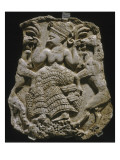 Couvercle de pyxide sculpté : déesse mycénienne de la fécondité en maîtresse des animaux Lámina giclée Couvercle de pyxide sculpté : déesse mycénienne de la fécondité en maîtresse des animaux Lámina giclée