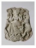 Couvercle de pyxide sculpté : déesse mycénienne de la fécondité en maîtresse des animaux Lámina giclée Couvercle de pyxide sculpté : déesse mycénienne de la fécondité en maîtresse des animaux Lámina giclée