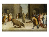 Saint Antoine et le miracle de la mule (Elément de prédelle) reproduction procédé giclée par Domenico Beccafumi