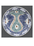 Plate with Green Scales and Blue Florets Attenuated Giclee Print