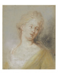 Portrait de jeune femme, la tête inclinée et regardant à gauche reproduction procédé giclée par Charles de La Fosse