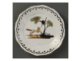 Assiette, décor au pinceau et à l'éponge : le Corbeau et le Renard Lámina giclée Assiette, décor au pinceau et à l'éponge : le Corbeau et le Renard Lámina giclée