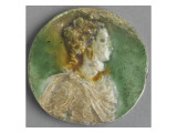 Médaillon rond avec un buste de femme reproduction procédé giclée par Bernard Palissy