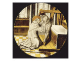 Rondel : Saint Bernard embrassant le crucifix reproduction procédé giclée