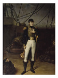 Portrait de Jérôme Bonaparte en costume d'officier de marine sur le pont d'un vaisseau Giclee-trykk av Giuseppe Bezzuoli