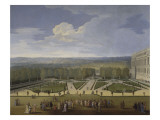 Promenade de Louis XIV en vue du Parterre du Nord dans les jardins de Versailles vers 1688 reproduction procédé giclée par Etienne Allegrain