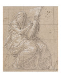 Prophète assis et écrivant sur une grande tablette posée sur ses genoux Reproduction procédé giclée par Nicolo dell' Abate
