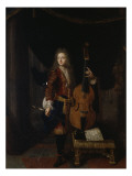 Portrait du musicien Johan Schenk (jouant une partition de Marin Marais) Reproduction procédé giclée par Constantin Netscher