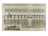 Planche 160 : Plan , élévation et élévation du Pont-Neuf à Paris reproduction procédé giclée par Pate .