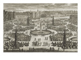 Planche 217: vue perspective du château et du parterre de l'Orangerie à Chantilly reproduction procédé giclée par Adam Perelle