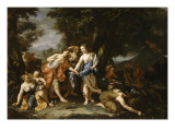 Proserpine cueillant des fleurs avec ses compagnes dans la prairie d'Enna Giclée-Druck von Nicolaes Verkolje